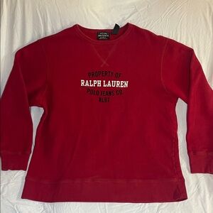 Polo Ralph Lauren Red Crewneck Sweatshirt Size Large RL67 Logo Vintage Style